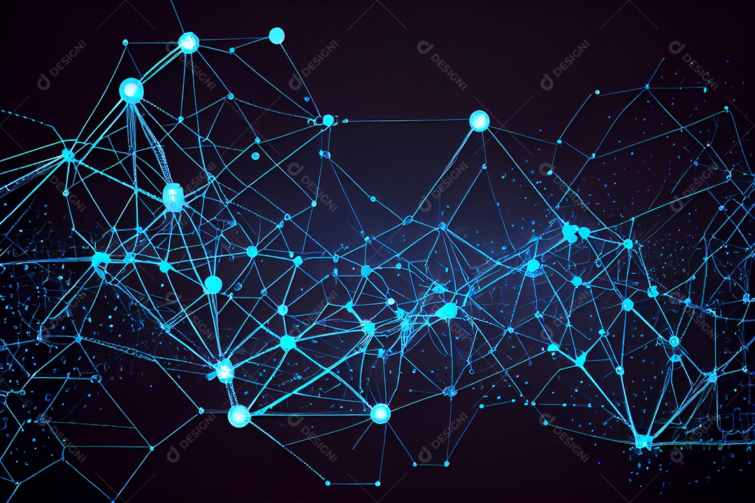 Background de linhas de conexão azul neon