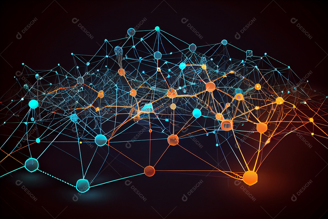 Background de linhas de conexão azul neon