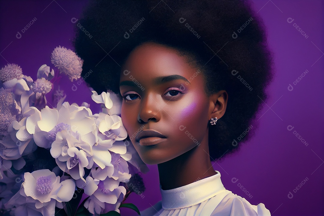 Linda mulher sorridente com buquê de flores rosas