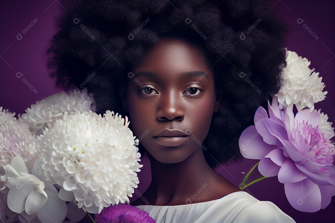 Linda mulher sorridente com buquê de flores