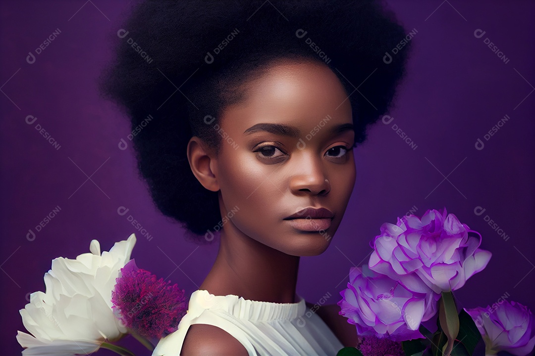 Linda mulher sorridente com buquê de flores