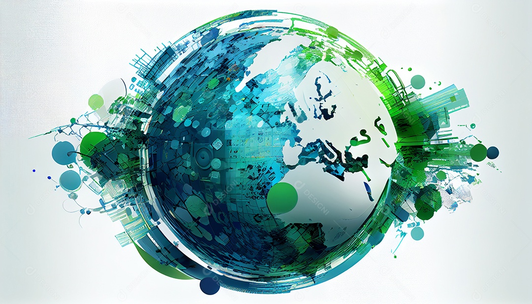 Globo abstrato verde e azul