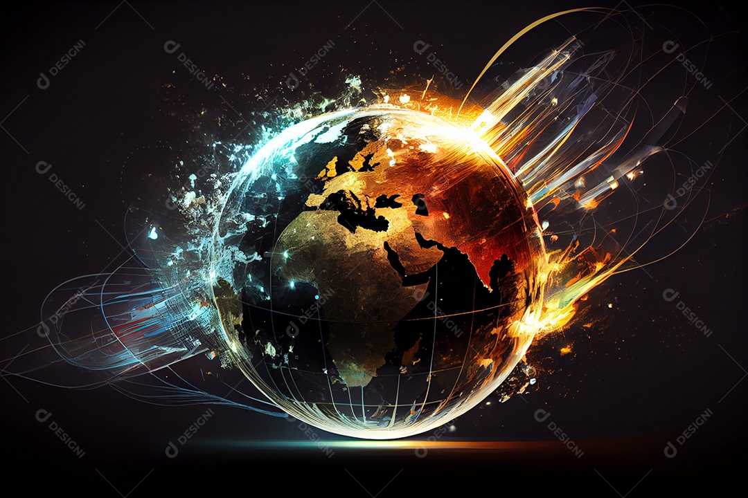 Globo preto com linhas de conexão