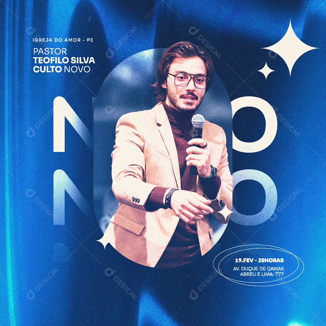 Igreja Do Amor Pastor Teofilo Silva Culto Domingo Flyer Gospel Social Media PSD Editável