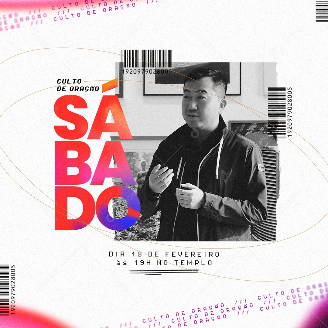 Culto De Oração Sábado Flyer Gospel Social Media PSD Editável