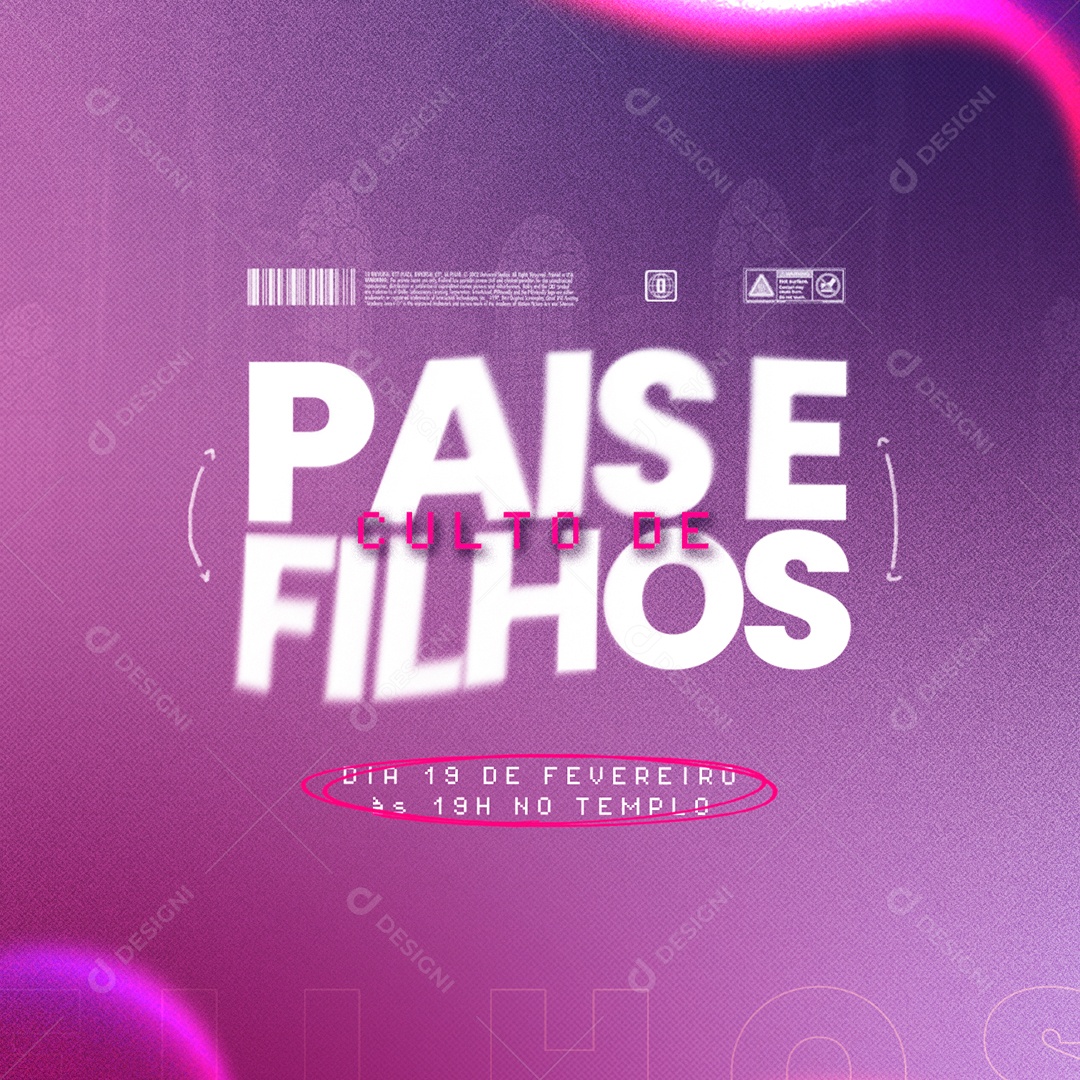 Culto De Pais e Filhos Flyer Gospel Social Media PSD Editável