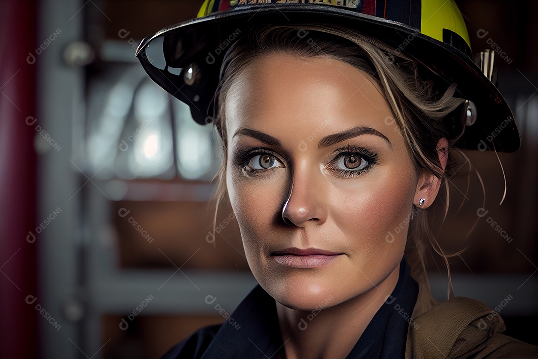 Linda mulher bombeira