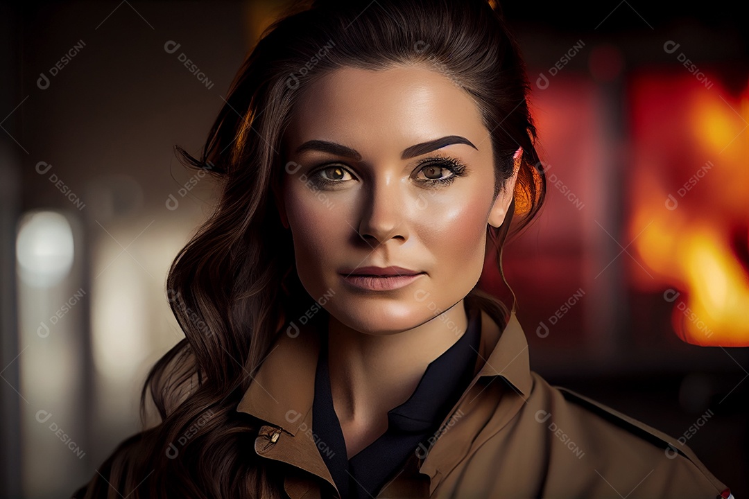 Linda mulher bombeira