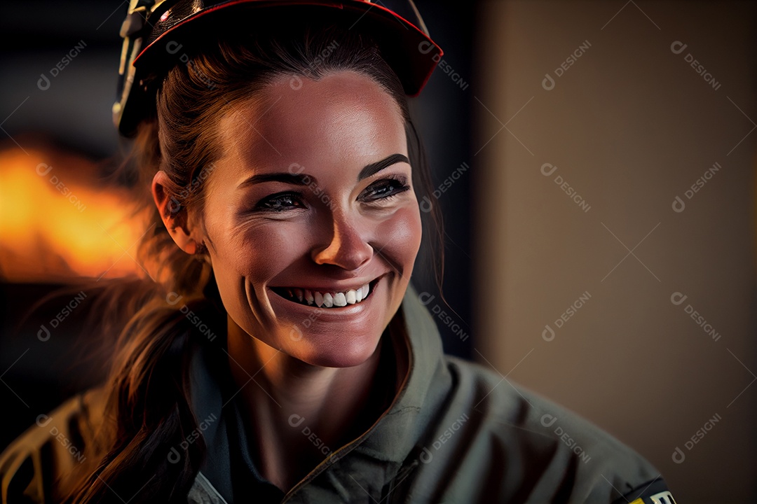 Linda mulher bombeira