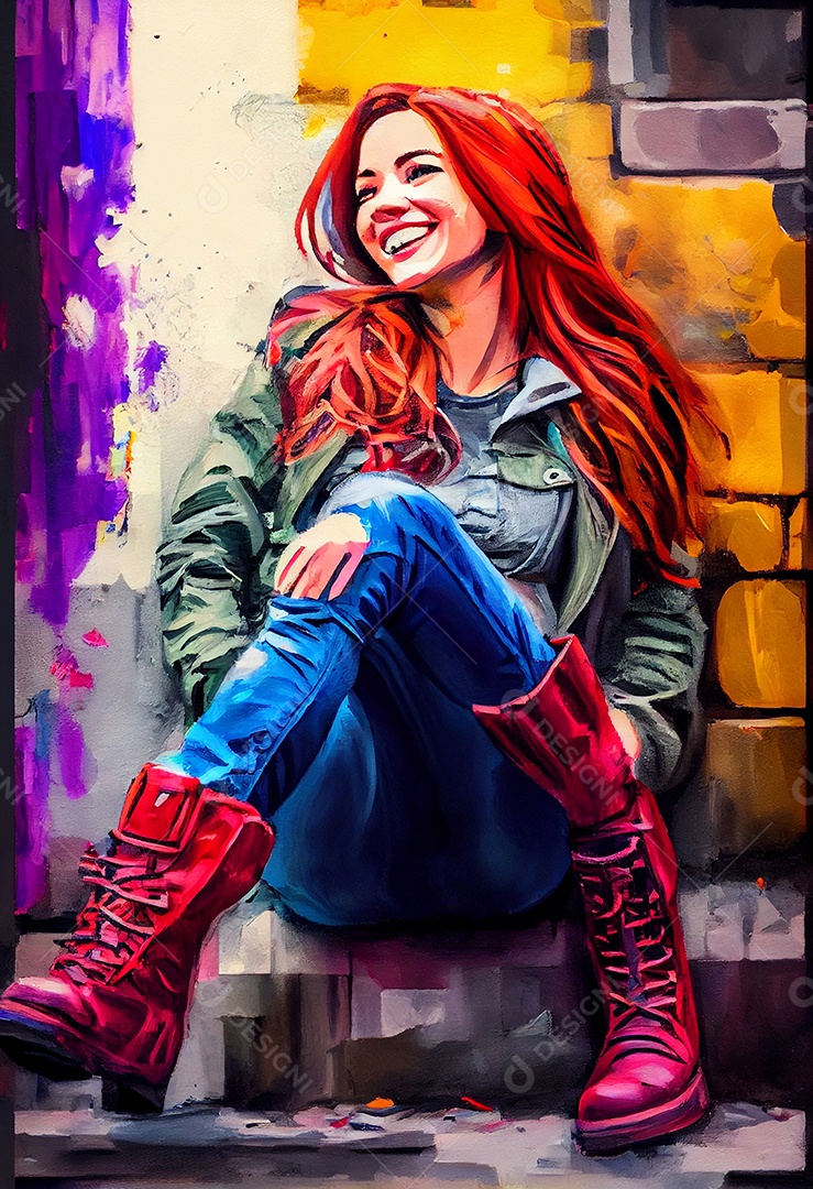 Linda mulher ruiva sorridente