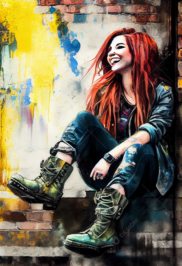 Linda mulher ruiva sorridente