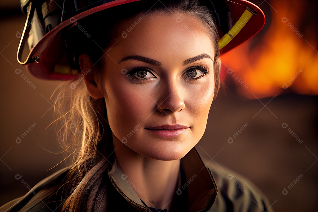 Linda mulher bombeira