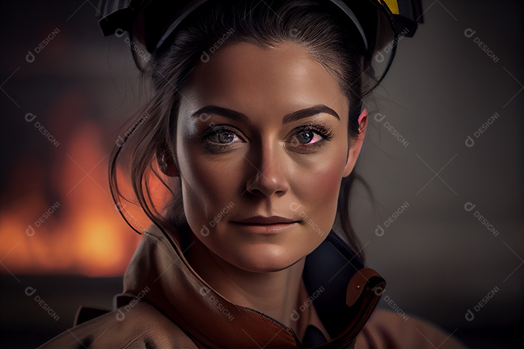 Linda mulher bombeira