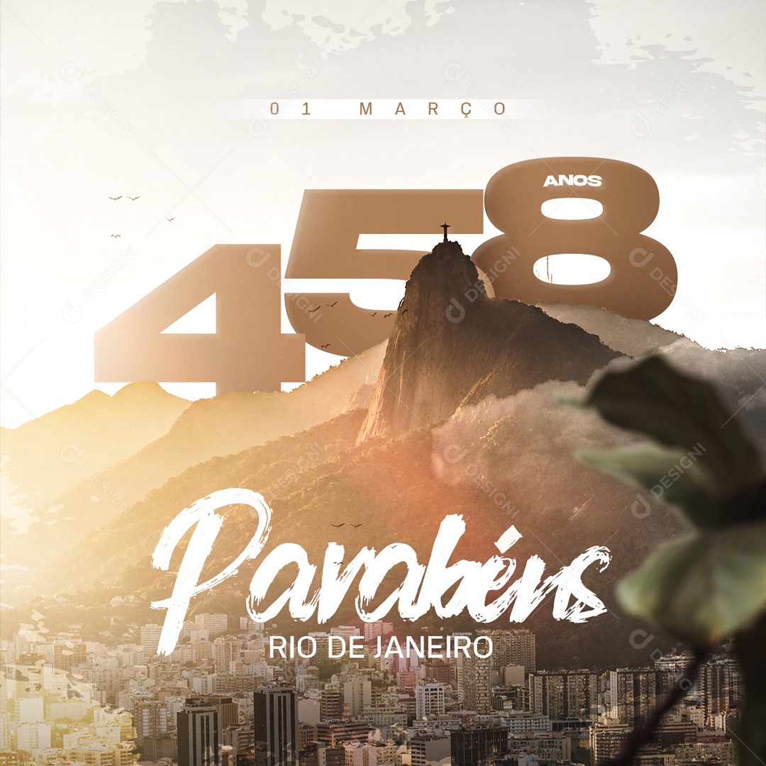 Parabéns Rio de Janeiro 458 Anos 01 de Março Social Media PSD Editável