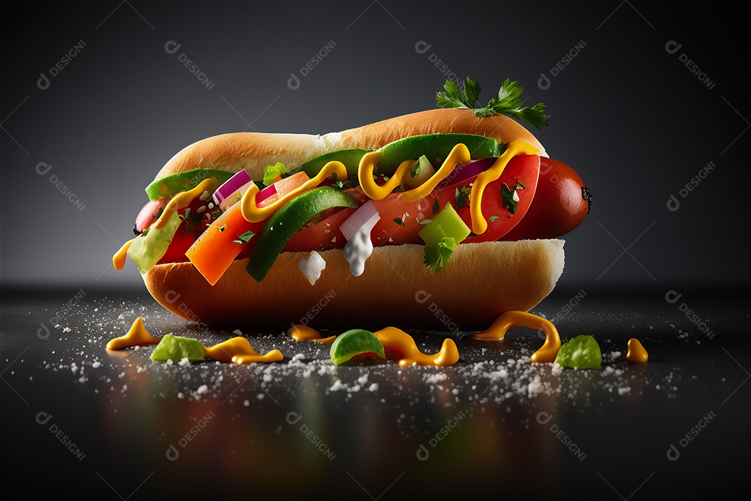 Delicioso cachorro-quente na mesa de madeira rústica Comida rápida, Comida de rua, Comida lixo