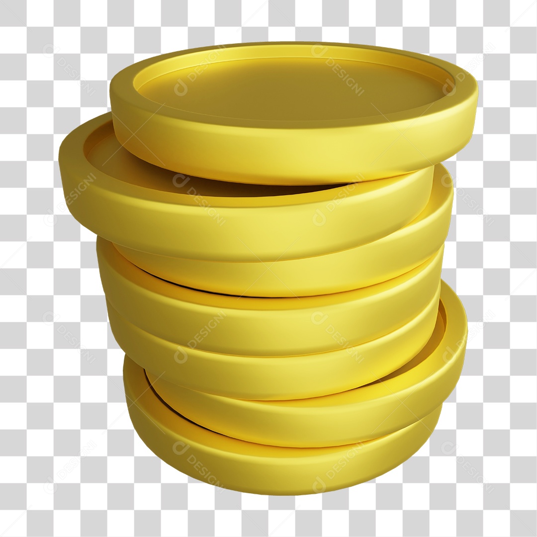Elemento 3D Pilha de Moedas para Composição PNG Transparente