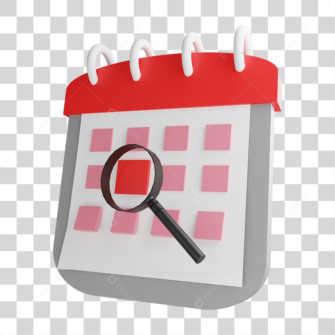 Calendario com Lupa PNG Transparente