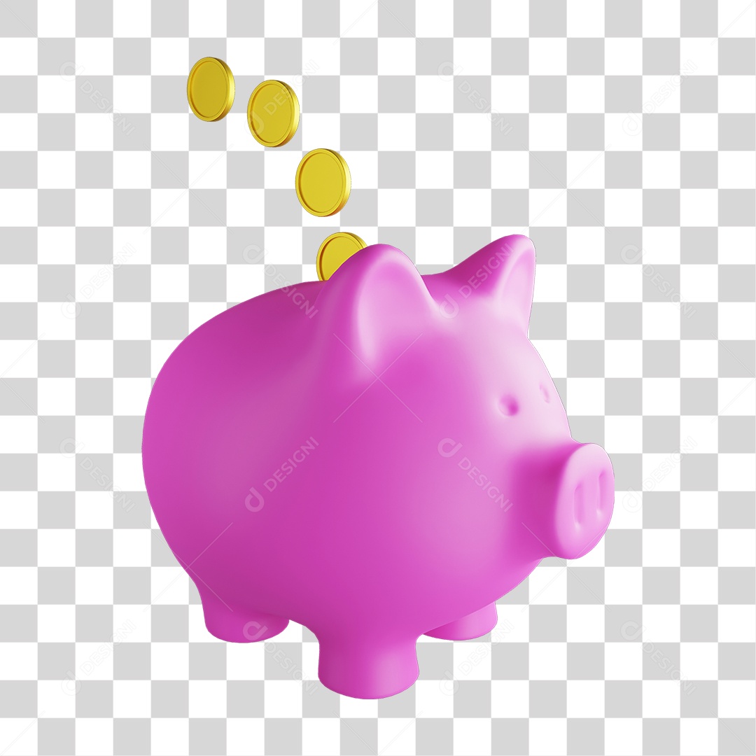 Cofre de Porquinho Rosa PNG Transparente