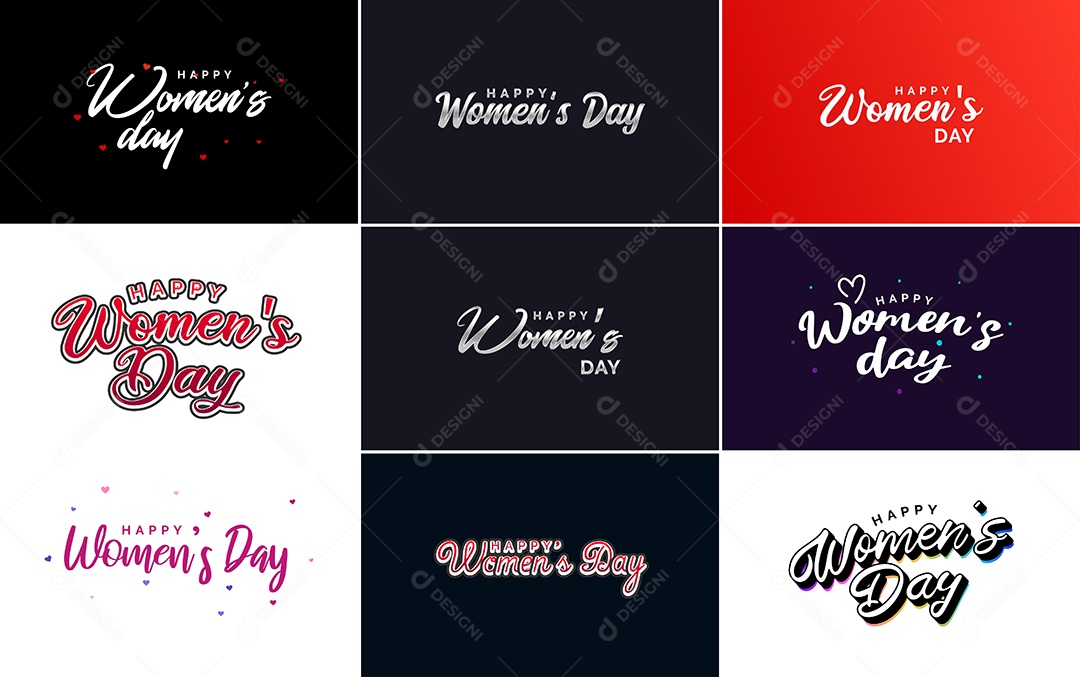 Conjunto de Cartões do Dia da Mulher Vetor EPS