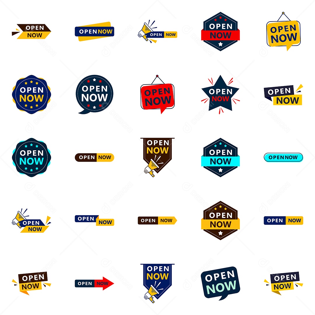 Conjunto de Etiquetas de Abra Agora Vetor EPS