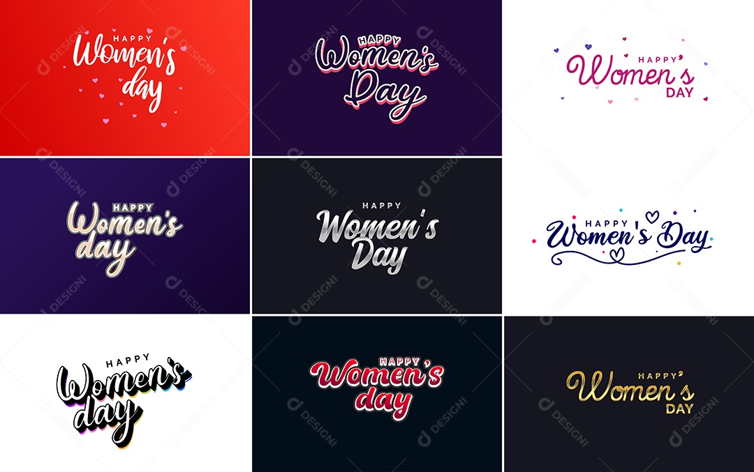 Conjunto de Cartões do Dia da Mulher Vetor EPS