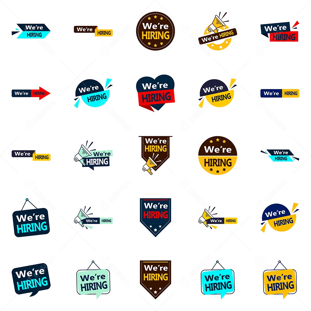 Conjunto de Etiquetas Estamos Contratando Vetor EPS
