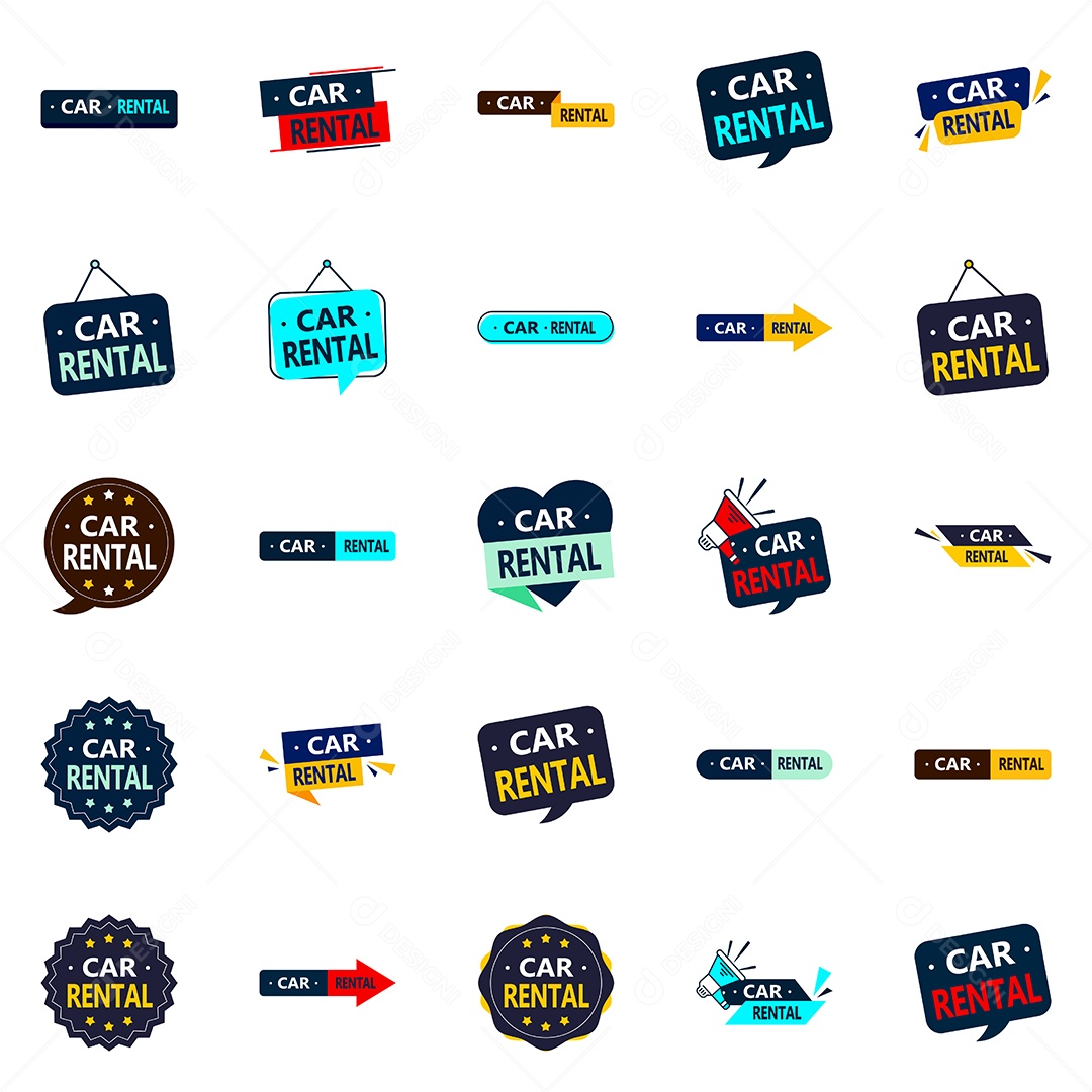 Conjunto de Etiquetas Aluguel de Carros Vetor EPS