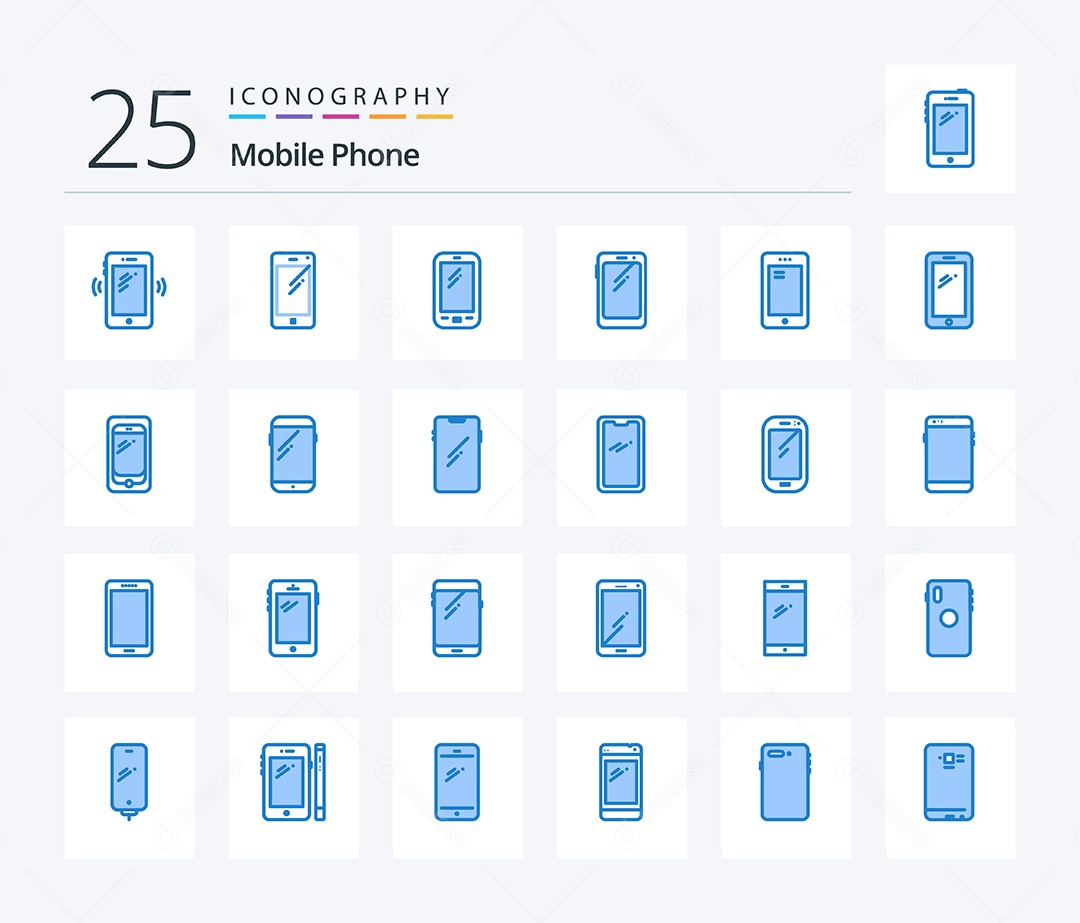 Conjunto de Ícones de 25 de Smartfone Vetor EPS