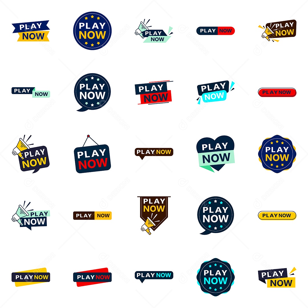 Conjunto de Etiquetas Jogue Agora Vetor EPS