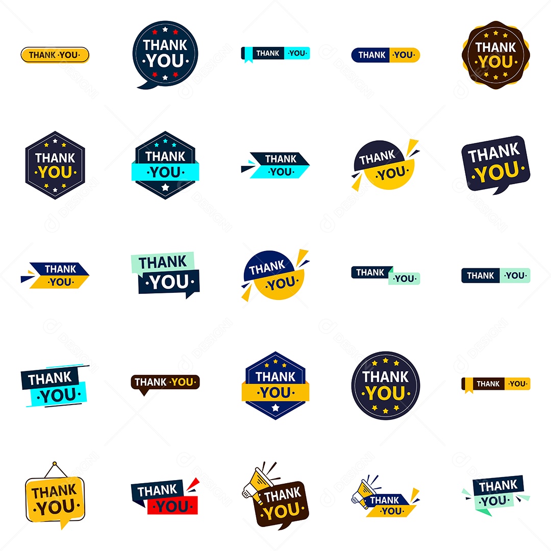 Conjunto de Etiquetas Obrigado Vetor EPS