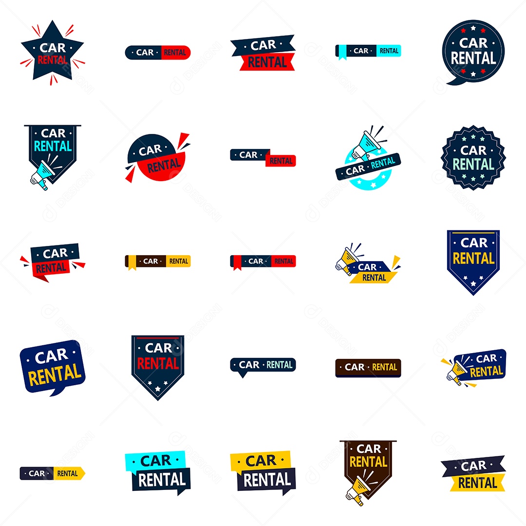 Conjunto de Etiquetas Aluguel de Carros Vetor EPS