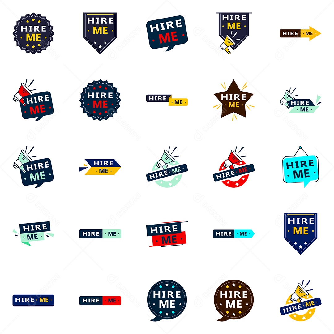 Conjunto de Etiquetas Contrate me Vetor EPS