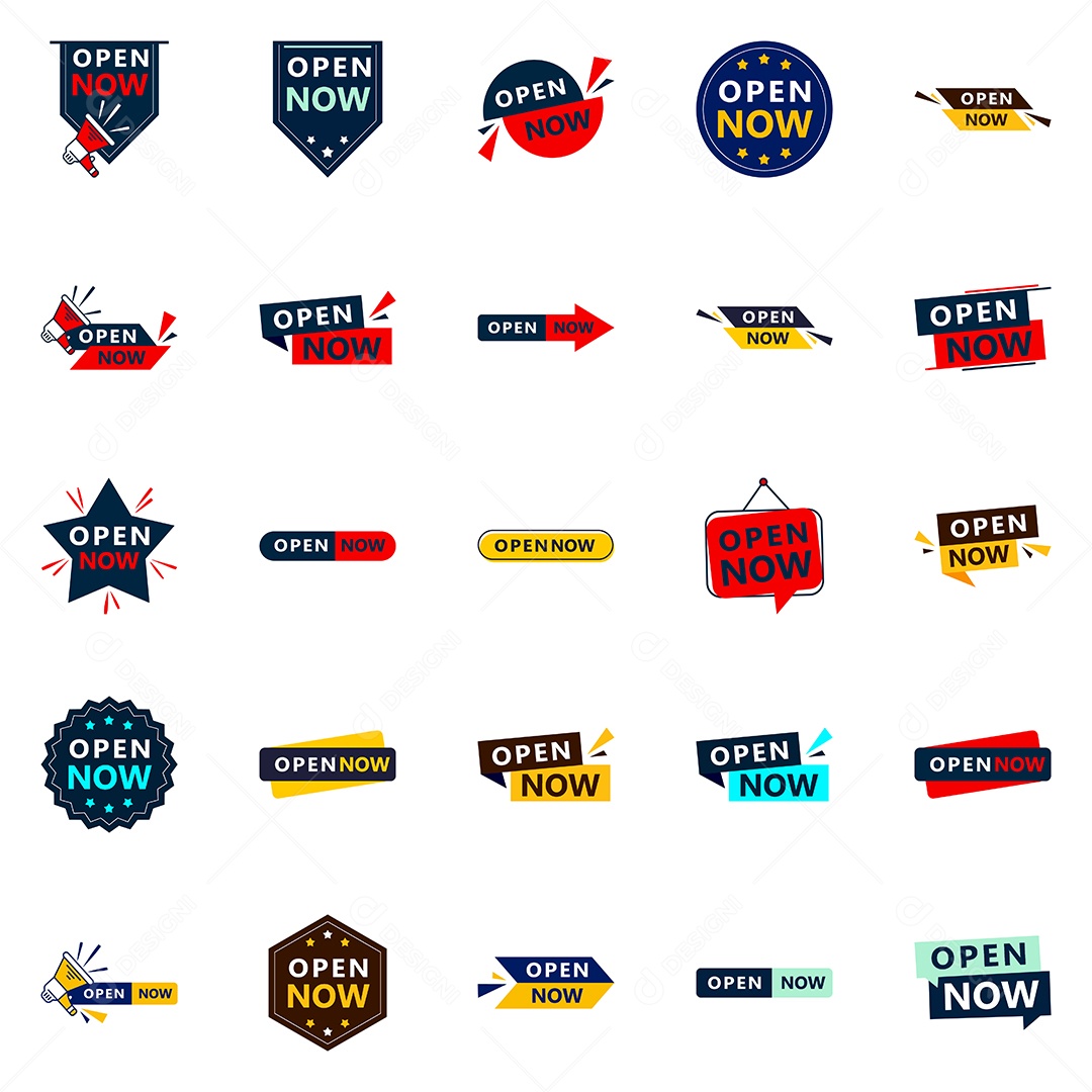 Conjunto de Etiquetas Abra Agora Vetor EPS
