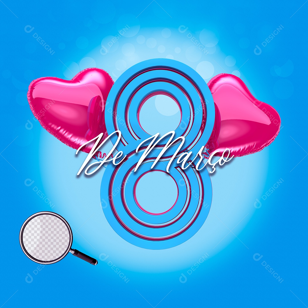 Selo 3D Para Composição 8 de Março PSD