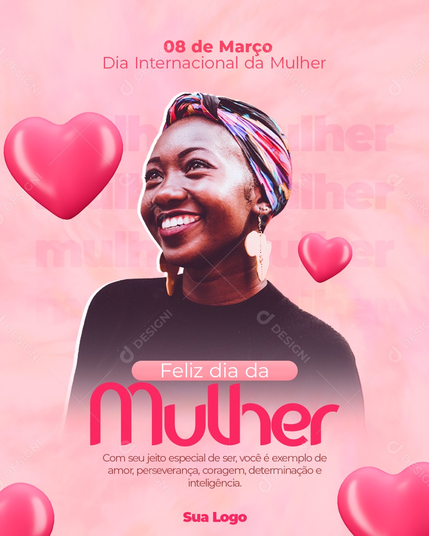 Dia Internacional da Mulher 08 de Março Social Media PSD Editável