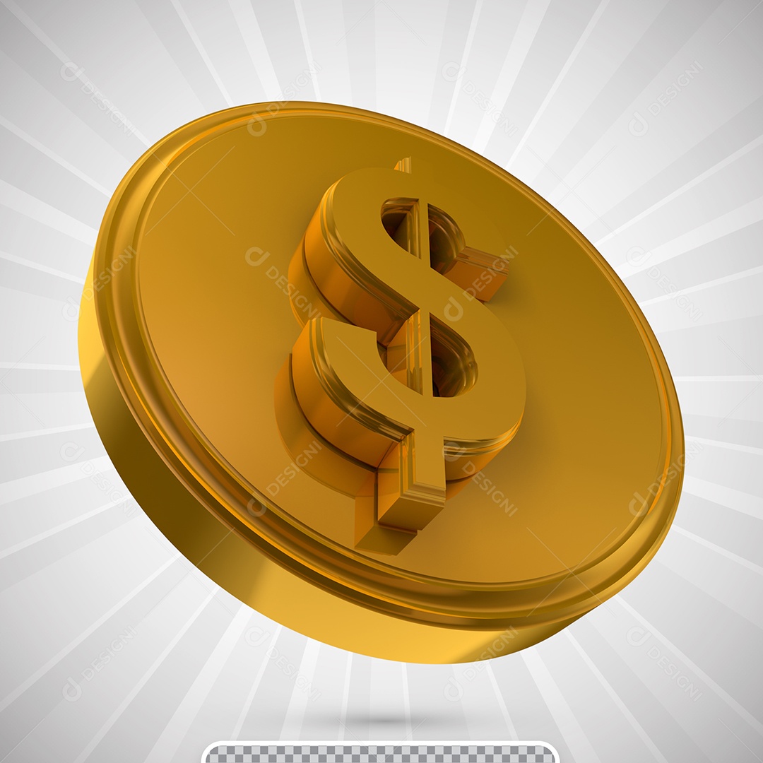 Elemento 3D Para Composição Moeda Dourada PSD