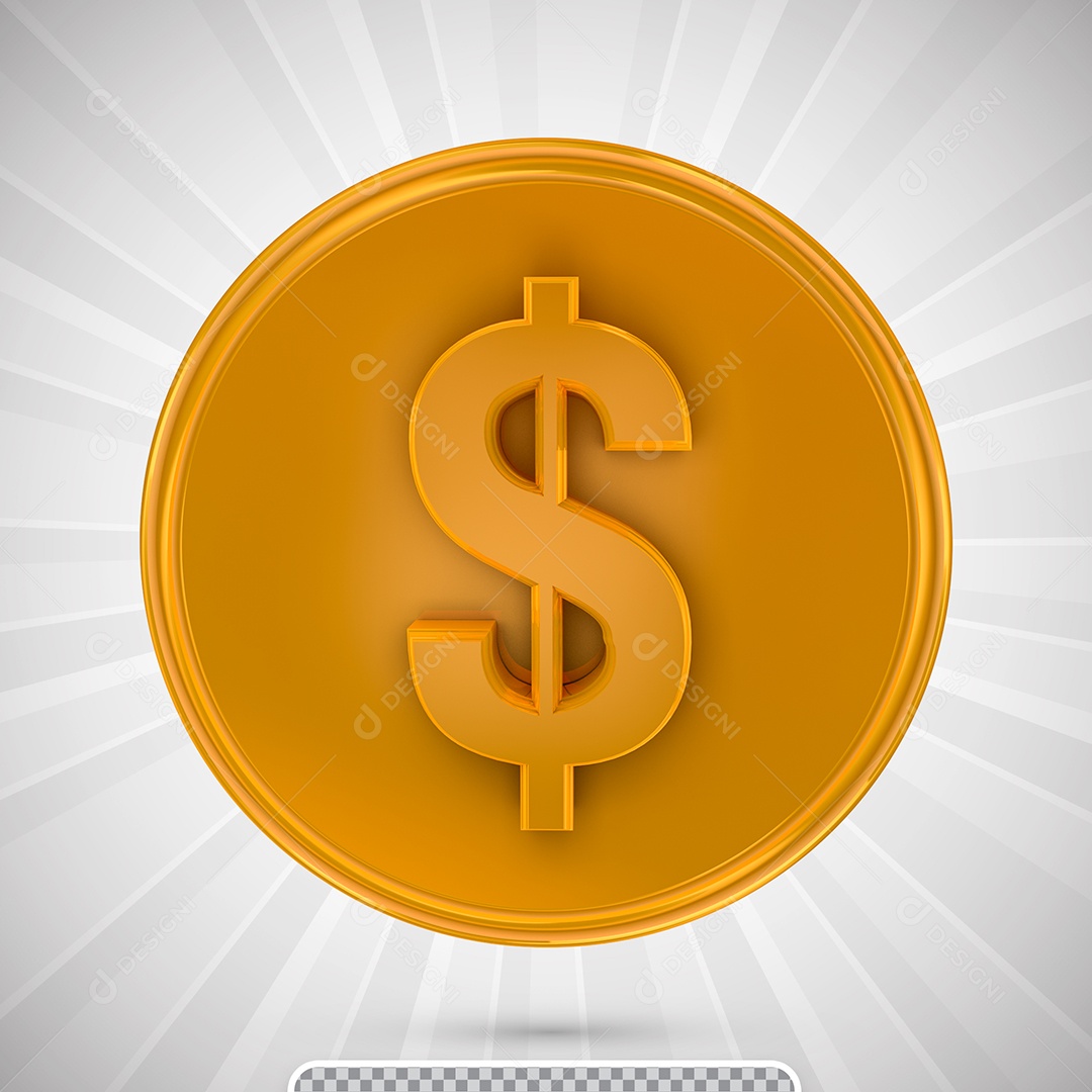 Elemento 3D Para Composição Moeda Dourada PSD