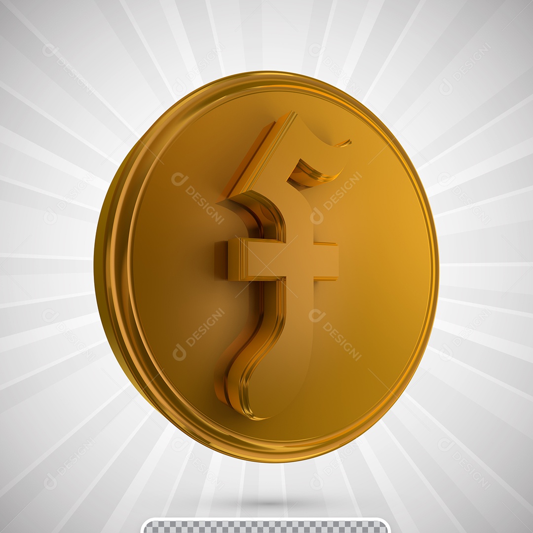 Elemento 3D Para Composição Moeda Dourada PSD