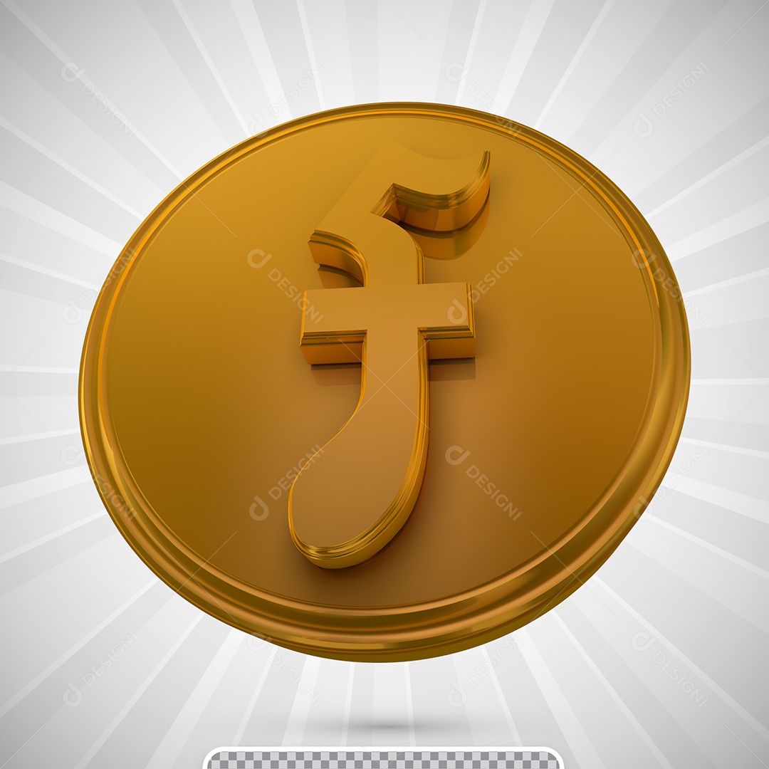 Elemento 3D Para Composição Moeda Dourada PSD