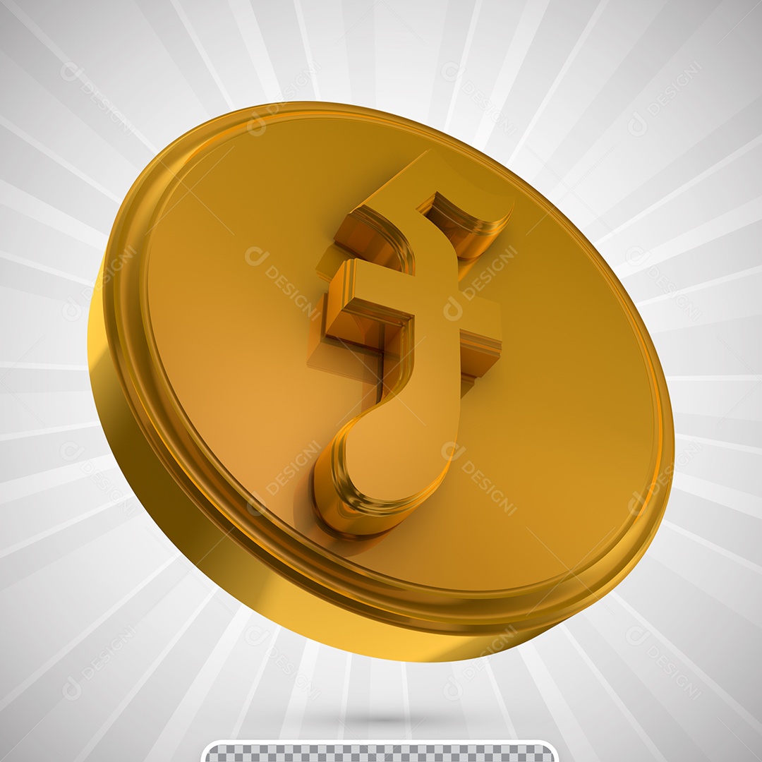 Elemento 3D Para Composição Moeda Dourada PSD