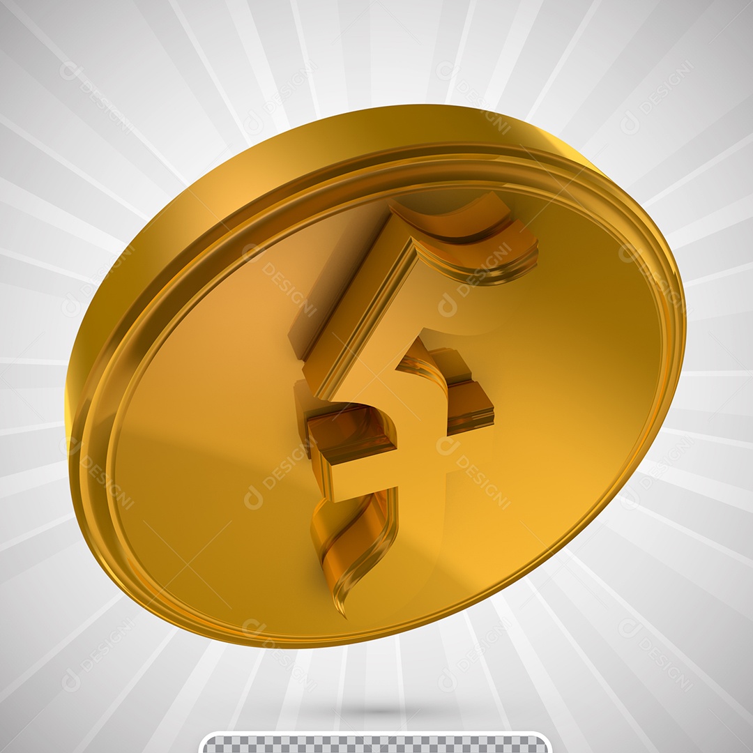 Elemento 3D Para Composição Moeda Dourada PSD