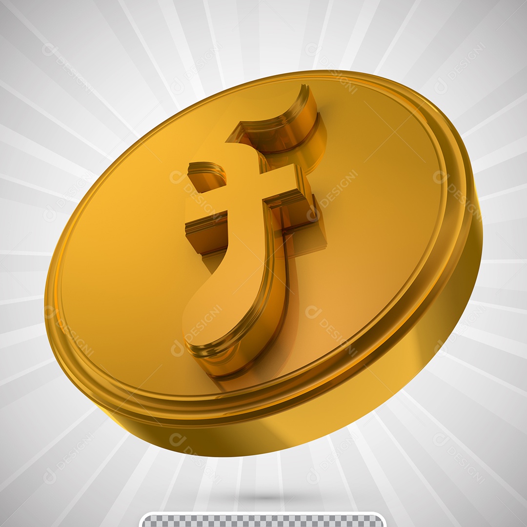 Elemento 3D Para Composição Moeda Dourada PSD