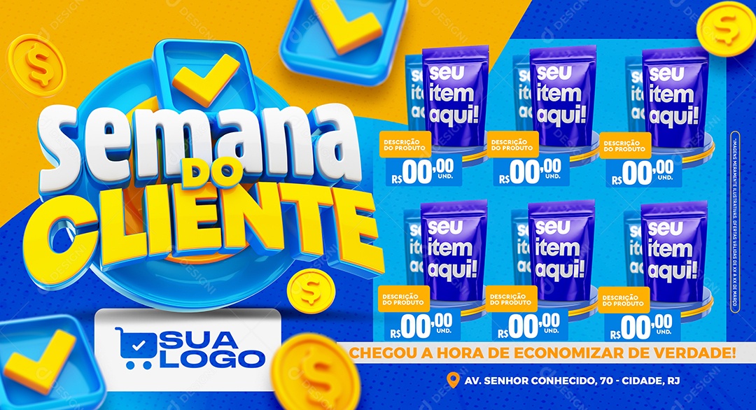 Banner Encarte Semana Do Cliente Produtos Supermercado Social Media PSD Editável