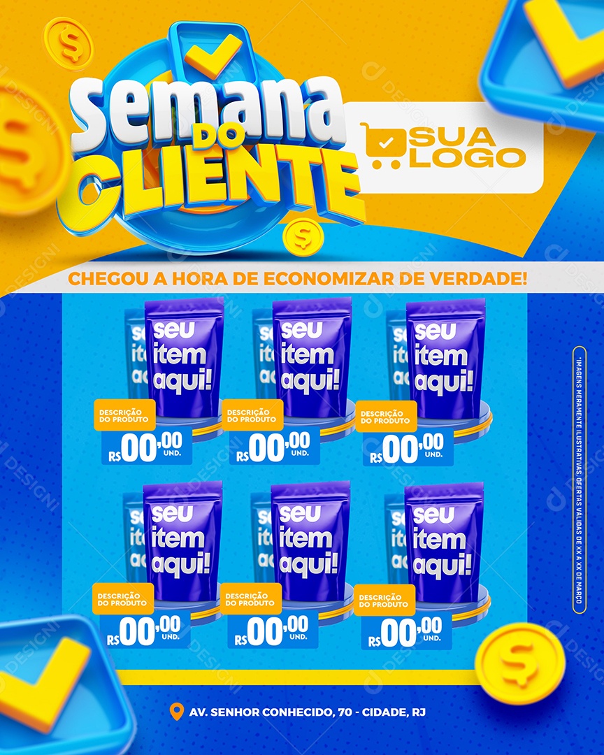 Encarte Semana Do Cliente Produtos Supermercado Social Media PSD Editável
