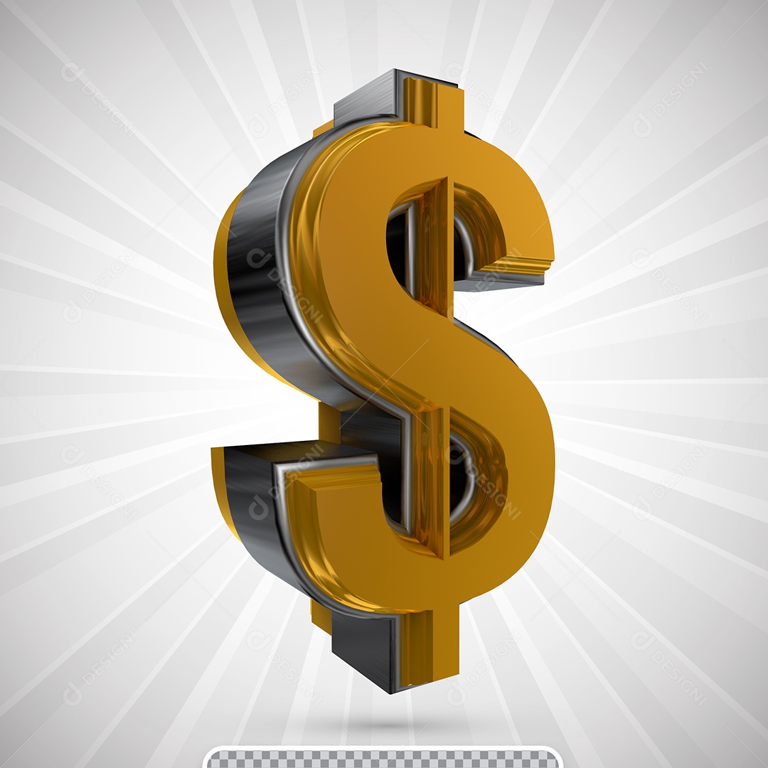 Ícone de Cifrão 3D Para Composição PSD