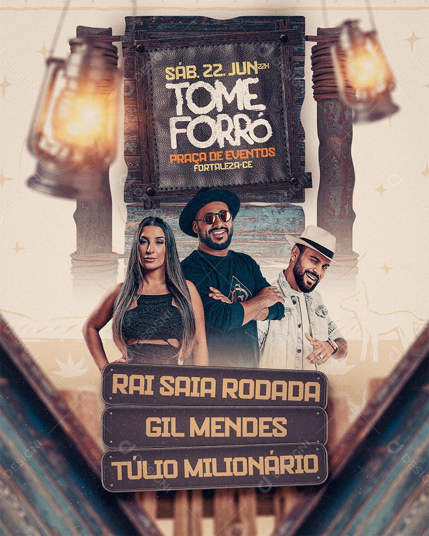 Tome Forró Raí Saia Rodada Gil Mendes Túlio Milionário Flyer Social Media PSD Editável