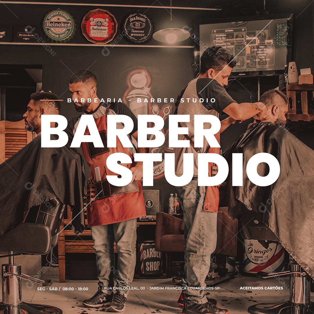 Baber Studio Barbearia Social Media PSD Editável