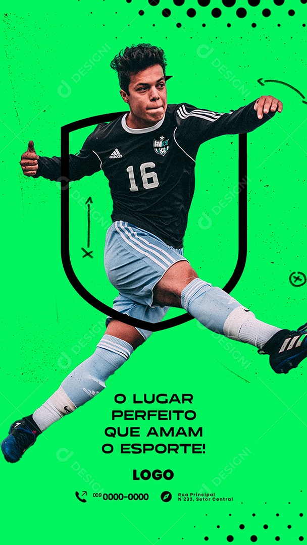 Story O Lugar Perfeito Que Amam O Esporte Escolinha de Futebol Social Media PSD Editável