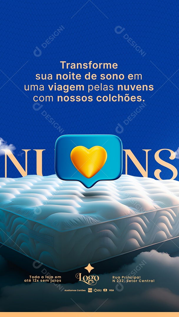 Story Campanha Publicitária Colchões Transforme Sua Noite de Sono Social Media PSD Editável