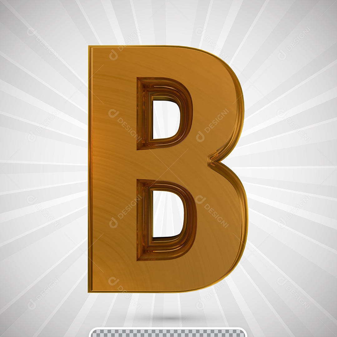 Alfabeto 3D Letra B Maiúscula Dourada Elemento Para Composição PSD